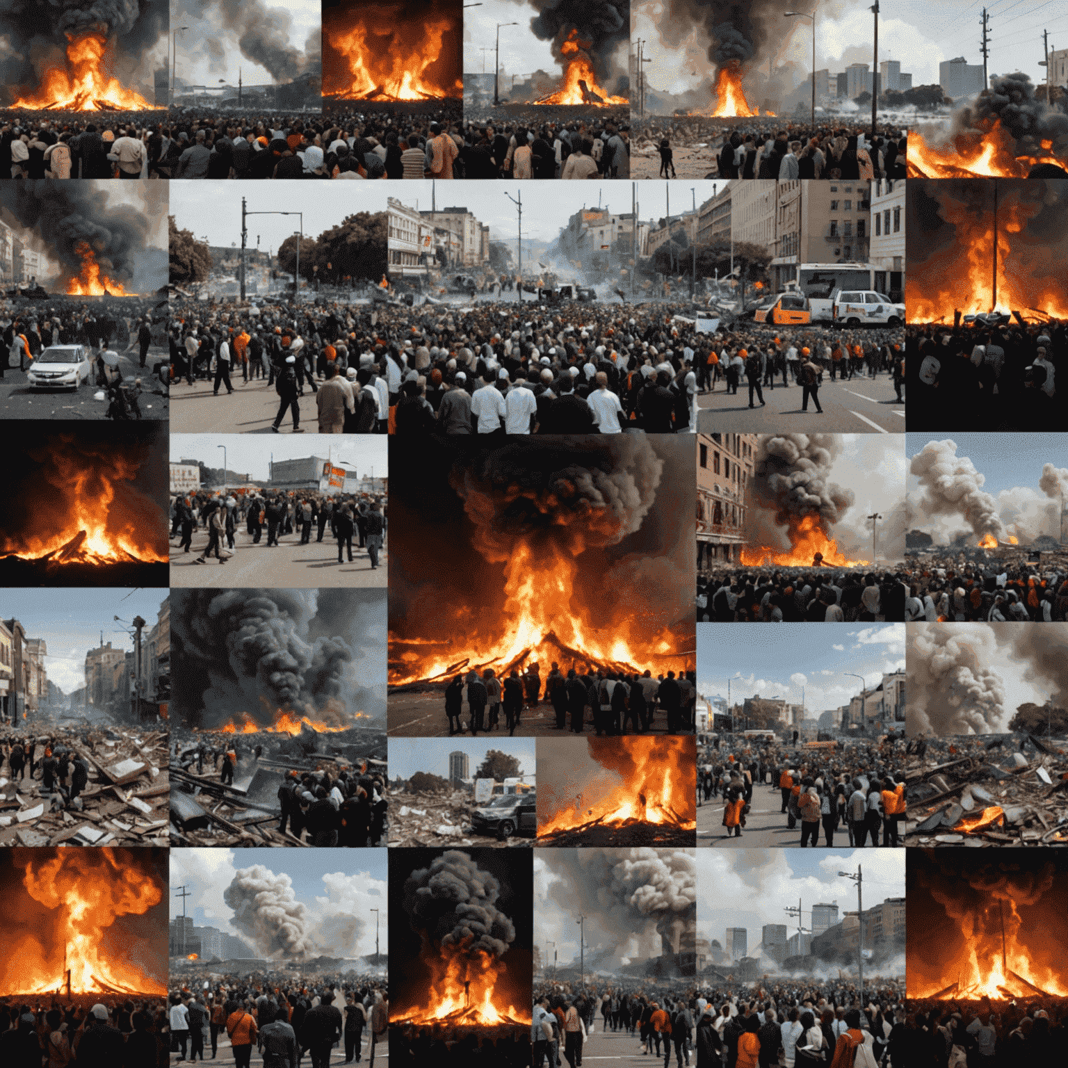 A collage of images depicting recent global events, such as political meetings, protests, and natural disasters.